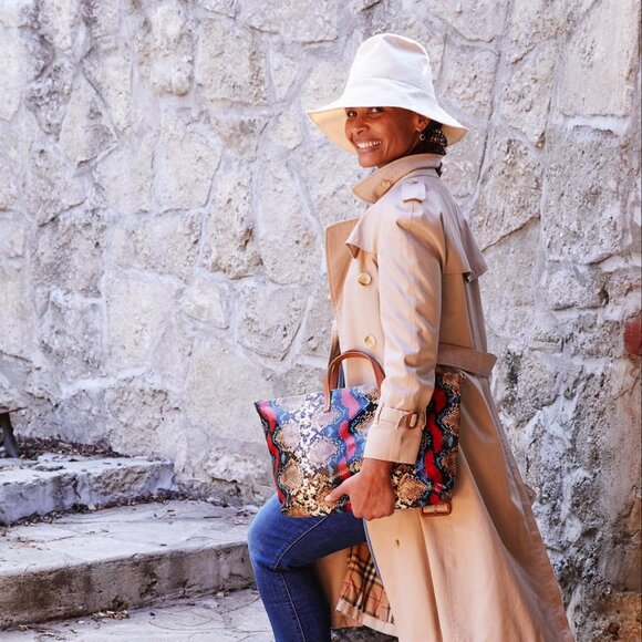 CLARE V. Attache Tote in Garden Snake with Additional Strap - Picture 2 of 13